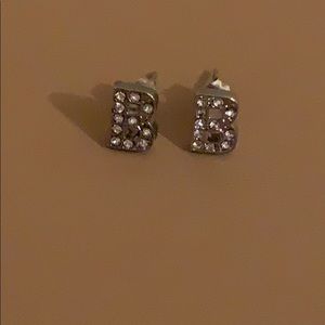 B Initial Stud Earrings
